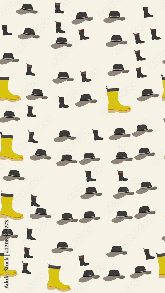 Fototapeta premium Seamless pattern of hats and boots