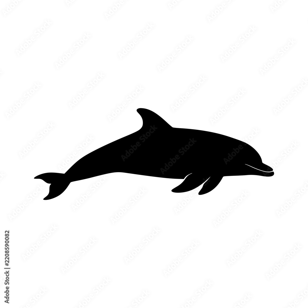 Obraz premium Dolphin swimming silhouette vector illustration, Dolphin silhouette vector art