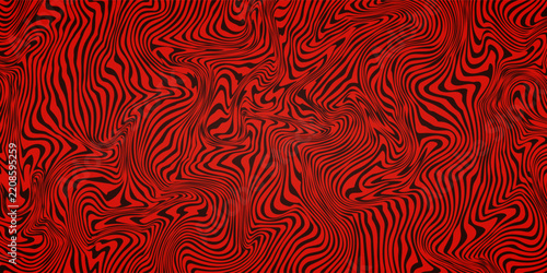 Intense red and black distorted fluid wavy lines creating a hypnotic psychedelic marble texture for dynamic modern abstract vector background eps10