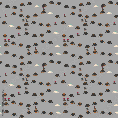 Pattern of jackets, boots, and tents