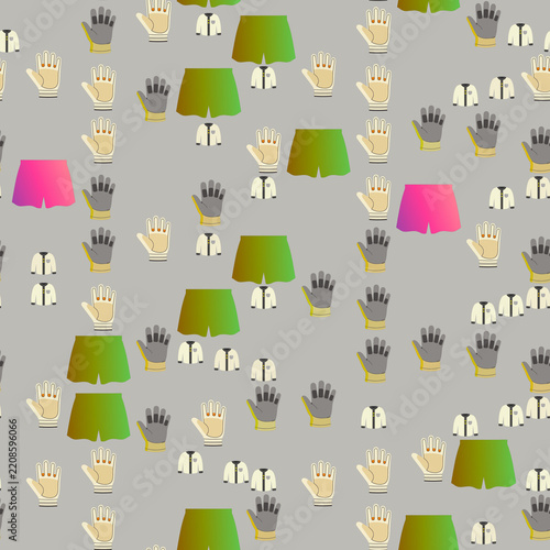 Seamless pattern of shorts, shirts, and gloves