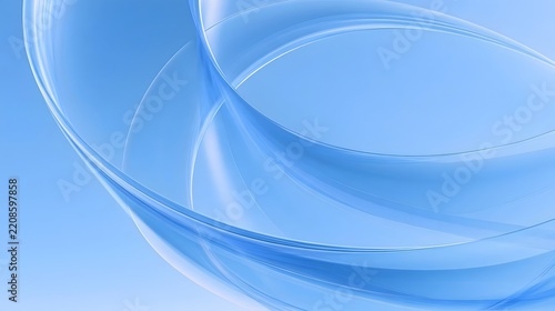Soft overlapping blue translucent curved layers 3d rendering geometric abstract minimal medical or tech background. Stock Illustration