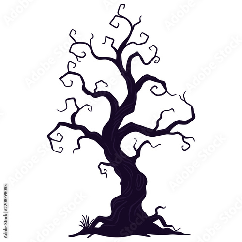 silhouette of a halloween tree in transparent background