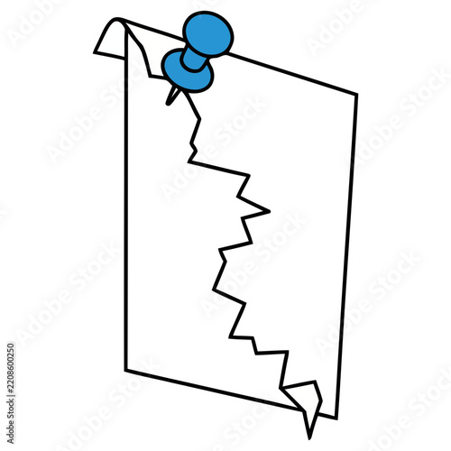 Torn Paper with Blue Pushpin