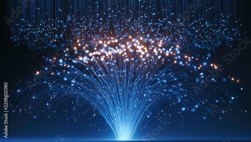 Abstract Fiber Optic Light Rays Explosion Concept.