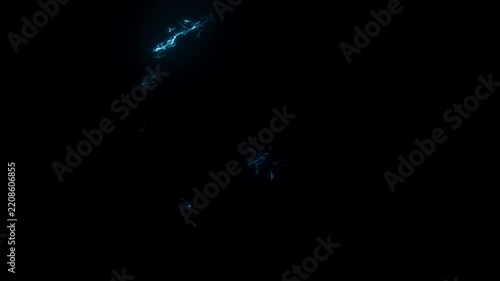 Blue Electric Arcs Flickering on Black Background – Abstract Electrical Energy VFX, 4K, 30fps, Alpha