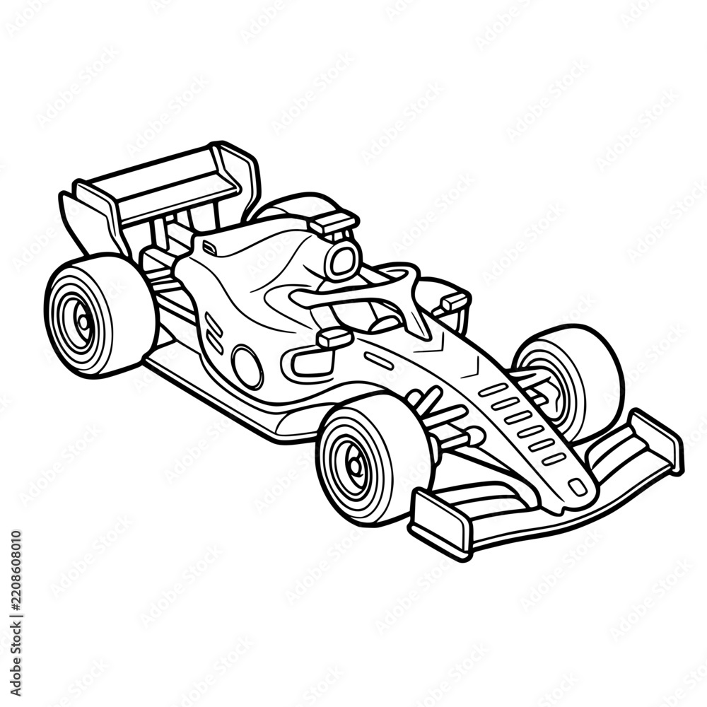 Obraz premium Formula 1 Race Car Line Art — Open-Wheel Racing Vehicle Outline Illustration