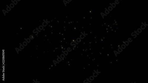 Golden glittering particles floating slowly in dark background for magical festive atmosphere motion footage
