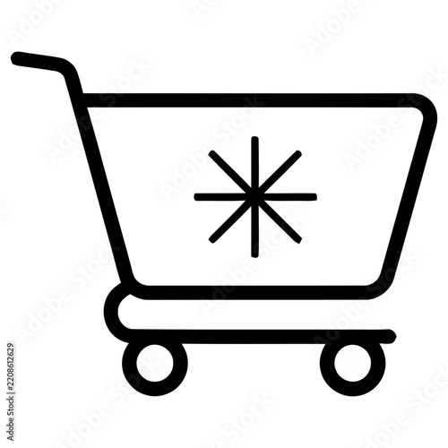 Shopping cart icon with snowflake symbol