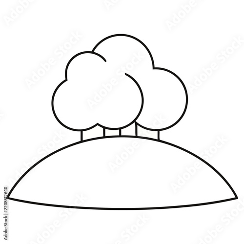 Simple illustration of trees on a hill