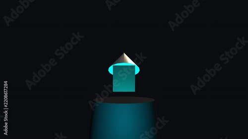 Tower Guard at Night: A stylized, glowing 3D tower structure resting on a circular pedestal set against a dark background.