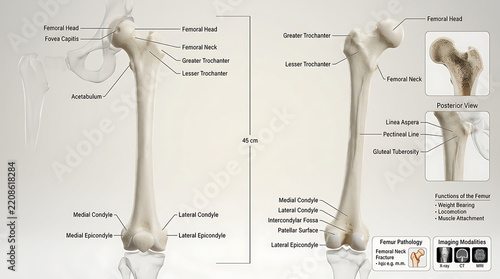 3D Photorealistic Complete Human Femur Anatomy with Proximal Shaft and Distal Portions