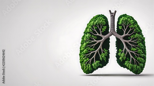 Lung shaped tree illustration representing respiratory health and nature