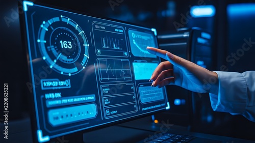 Advanced data analytics dashboard with digital performance monitoring and business technology
