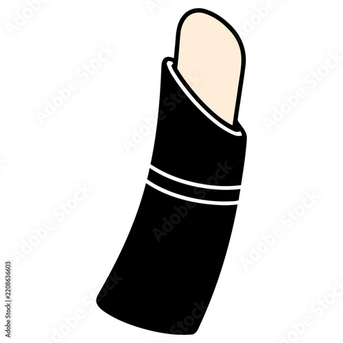 Stylized lipstick with black casing and beige tip