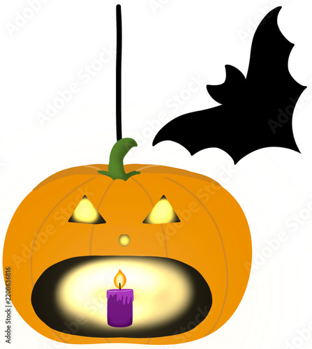 Halloween Lantern and Flying Bat