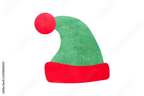 santa claus hat paper cut style for design element
