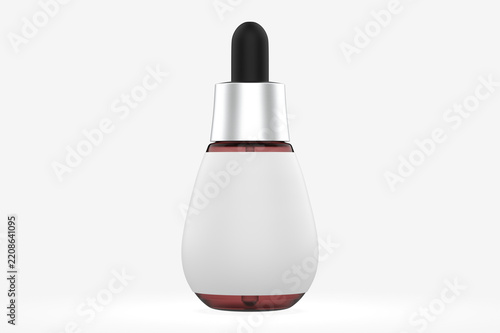 Dark Amber Glass Dropper Bottle Mockup. 3d illustration