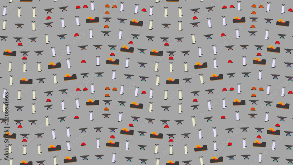 Blacksmith Tools and Safety Helmets Pattern