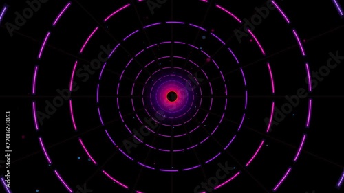 Concentric neon magenta circular sonar rings expanding outward from glowing center void