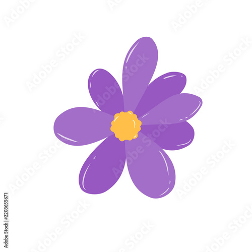 Flower doodle illustration abstract hand draw cartoon simple inspired by sun and nature that can be used for sticker, icon, decoration, print, etc. with aesthetic colorful purple and yellow colors