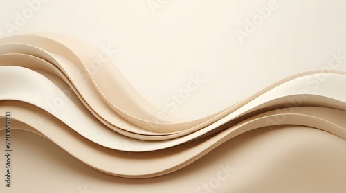 Layered waves of creamy beige and white paper create a abstract, and textural background