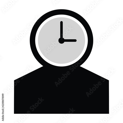 Minimalist Human Silhouette Icon Featuring A Clock Face Symbolizing Time Management
