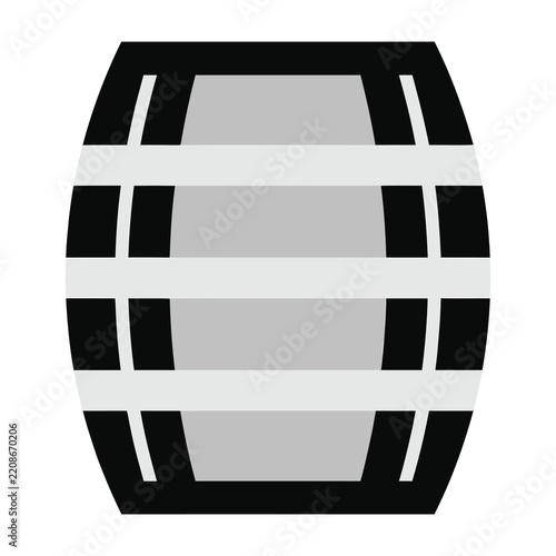 Wooden barrel icon isolated on white background simple black and white design