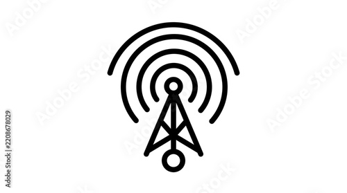 Radio Tower Broadcast Signal Waves Icon Isolated