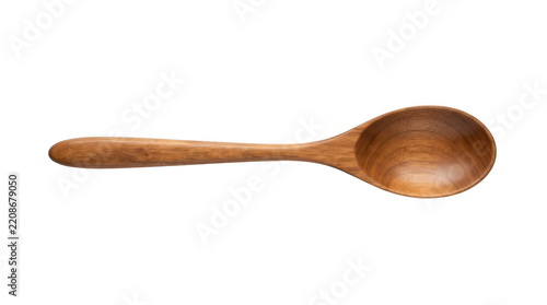 A single wooden spoon isolated on a transparent background, showcasing its natural grain texture and elegant, simple design for culinary or kitchen use