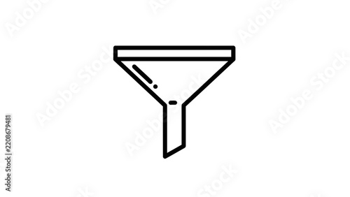 Simple funnel icon, isolated on white background, graphic resource for filtering and separation