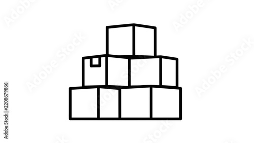 Stack of cardboard boxes, logistics and delivery concept, simple line art