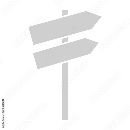 directional signpost with two blank arrows on white background