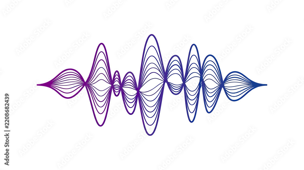 Obraz premium Abstract Sound Waveform Isolated Purple Gradient