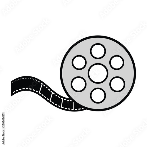 Film reel icon with movie tape cinematic symbol