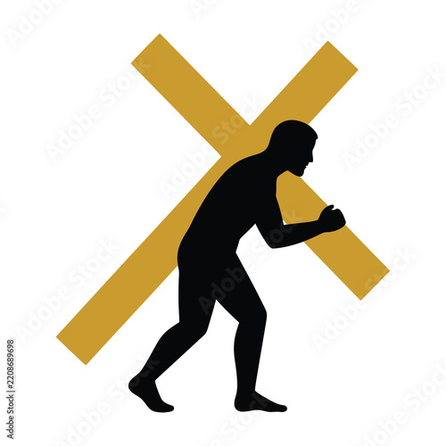 Man in fighting stance with large X symbol behind him in gold