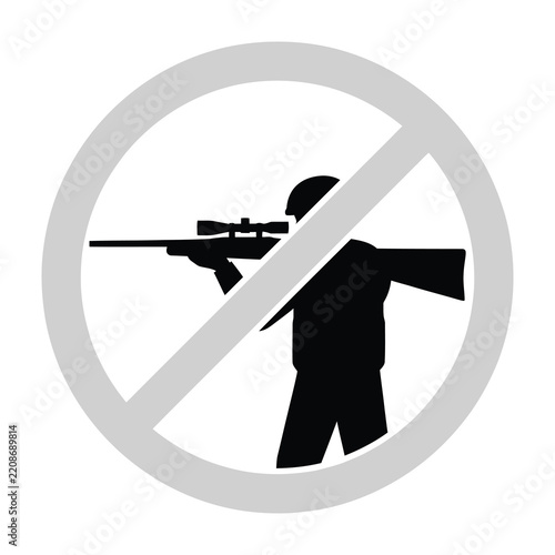 No Guns Allowed Sign Icon Featuring A Silhouette Of A Shooter With A Sniper Rifle