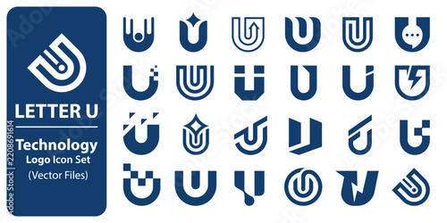 Letter U Technology Logo Icon Set – Creative Modern Vector Collection