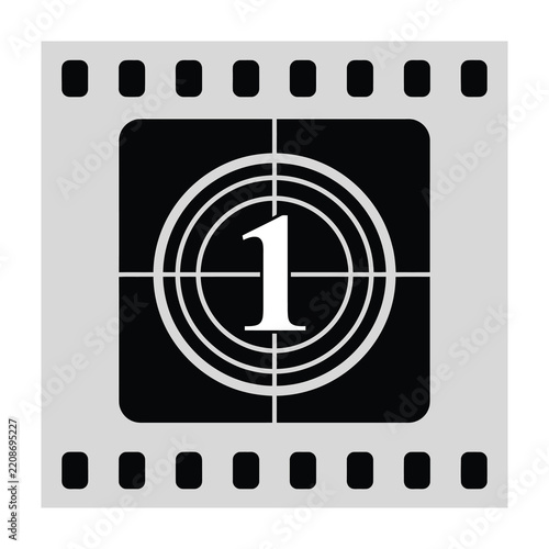 Film strip icon with number one target symbol on black background