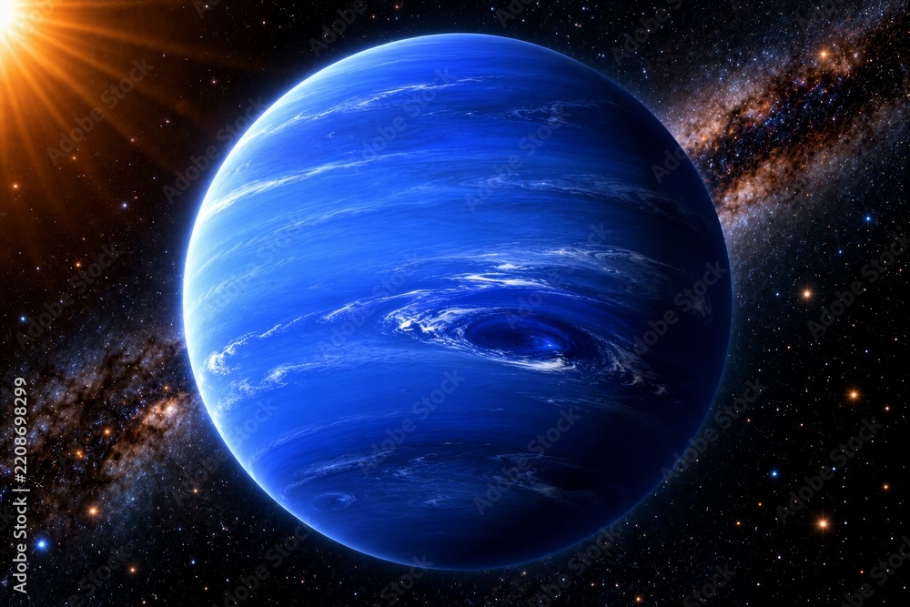 Fototapeta premium Neptune Planet in Deep Space with Stars and Cosmic Background