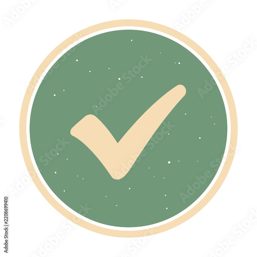 Green circle icon with beige checkmark symbol
