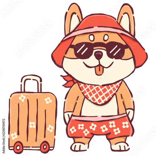 Cute Shiba Inu Tourist Illustration