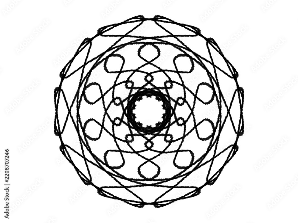 Obraz premium Intricate circular floral ornament with looping lines and geometric shapes is displayed on transparent background circularity design pattern loops interwoven
