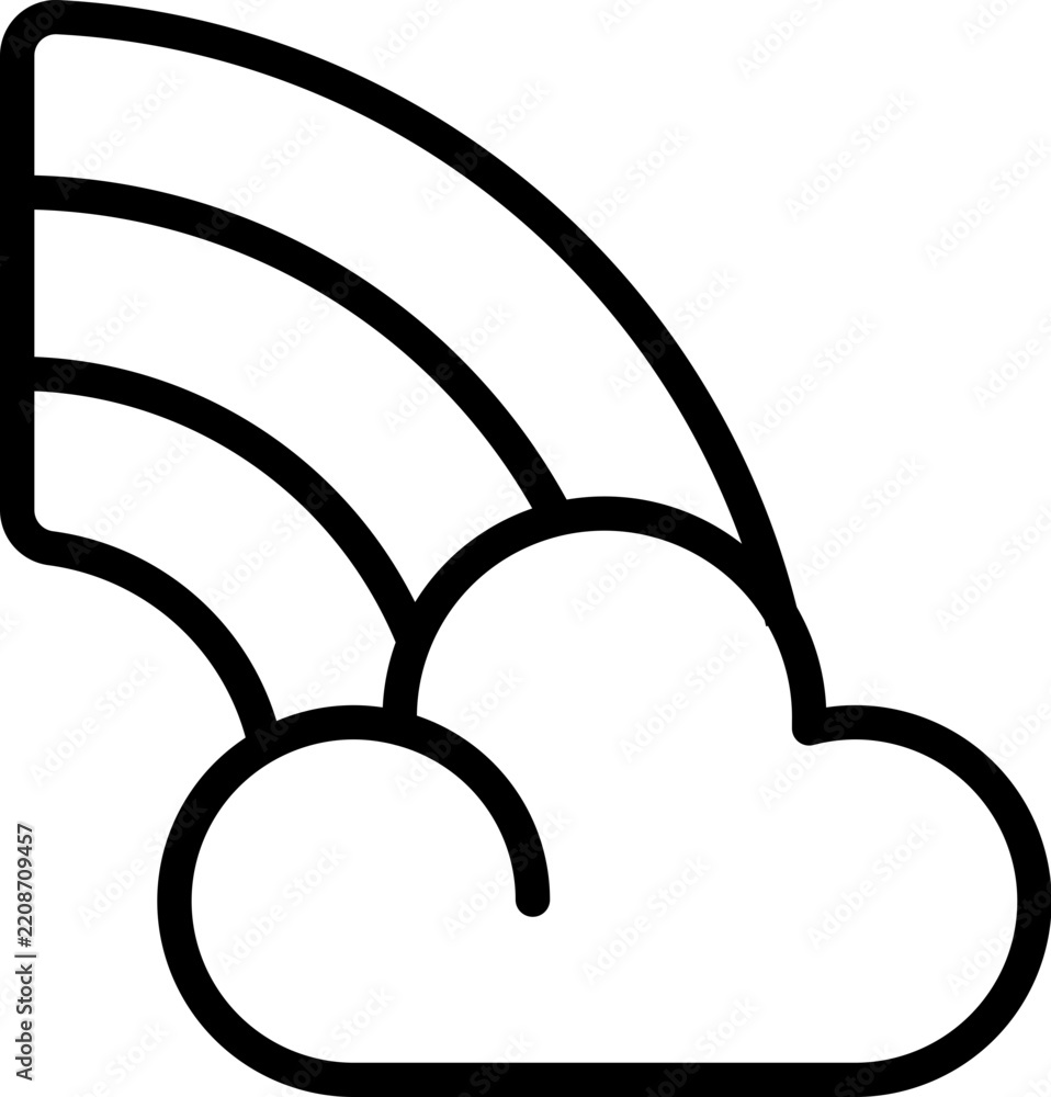 Obraz premium Minimalist black and white line icon of a rainbow emerging from a fluffy cloud symbolizing hope and positivity