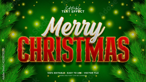 Fotografie Editable merry christmas text effect, christmas vector mock up