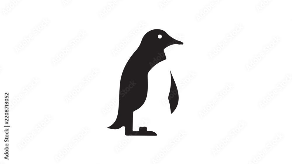Fototapeta premium Stylized Black and White Penguin Illustration for Nature and Wildlife Themes