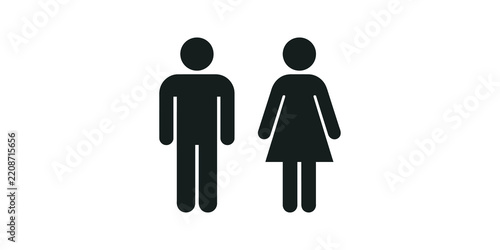Man and woman icon set featuring male and female person symbols for restroom signs, user profiles, public facilities, and interface design.
