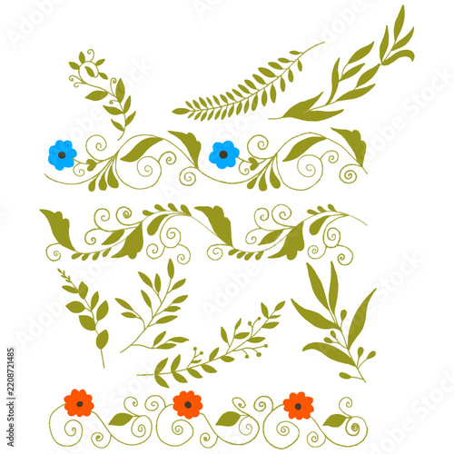 Hand Drawn Floral Borders Swirl Vines and Leaf Branches Vector Collection