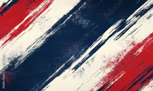 A navy blue, white and red brush stroke pattern The dark navy blue background, Generative AI
