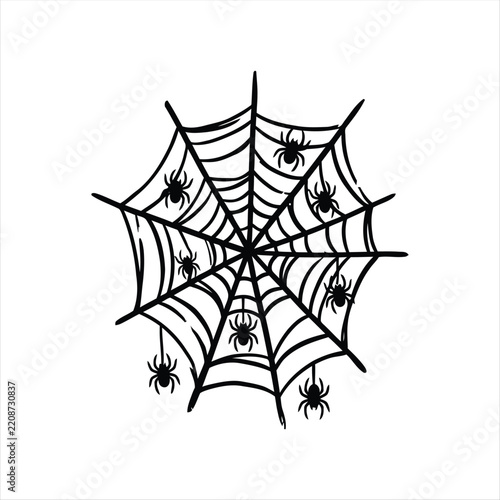 Halloween Spider Web Icon – Bold Spooky Cobweb Symbol for Halloween Decoration and Horror Design